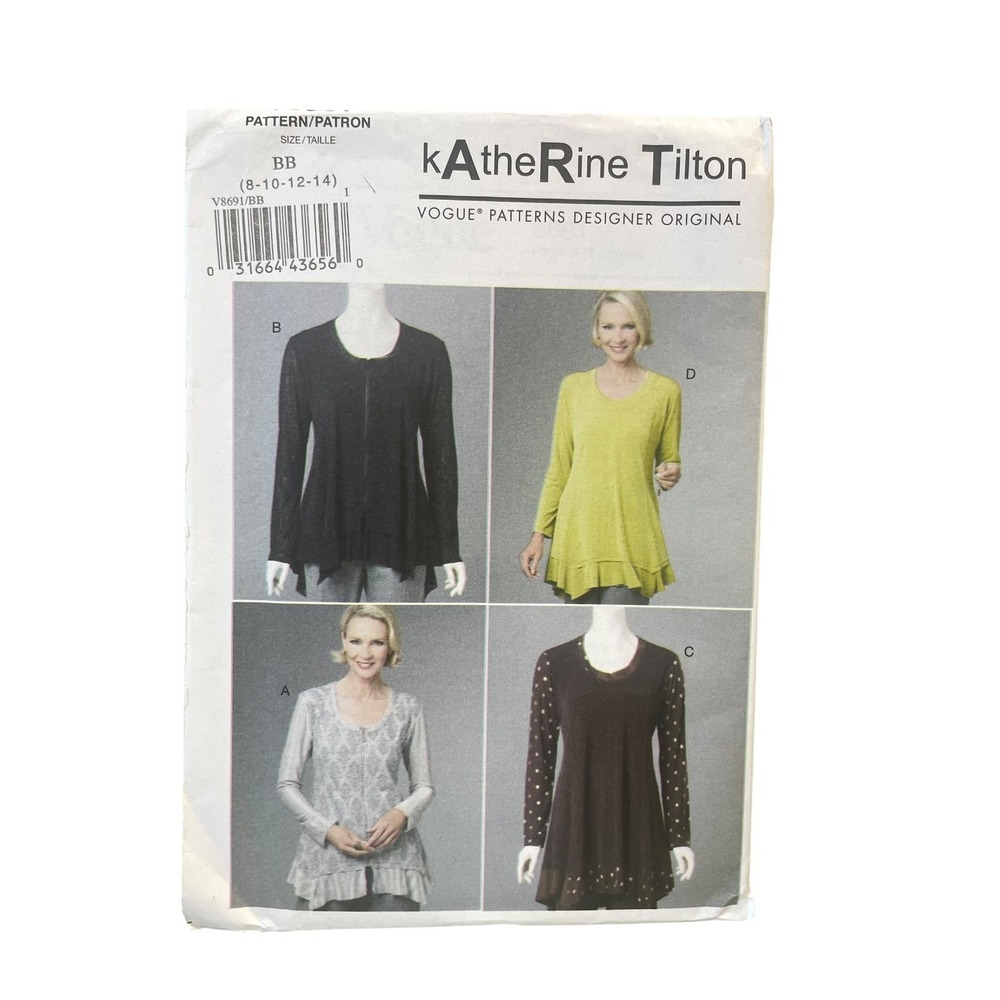Katherine Tilton V8691 Top Tunic BB (8-10-12-14) Semi-Fitted Layered Flounce